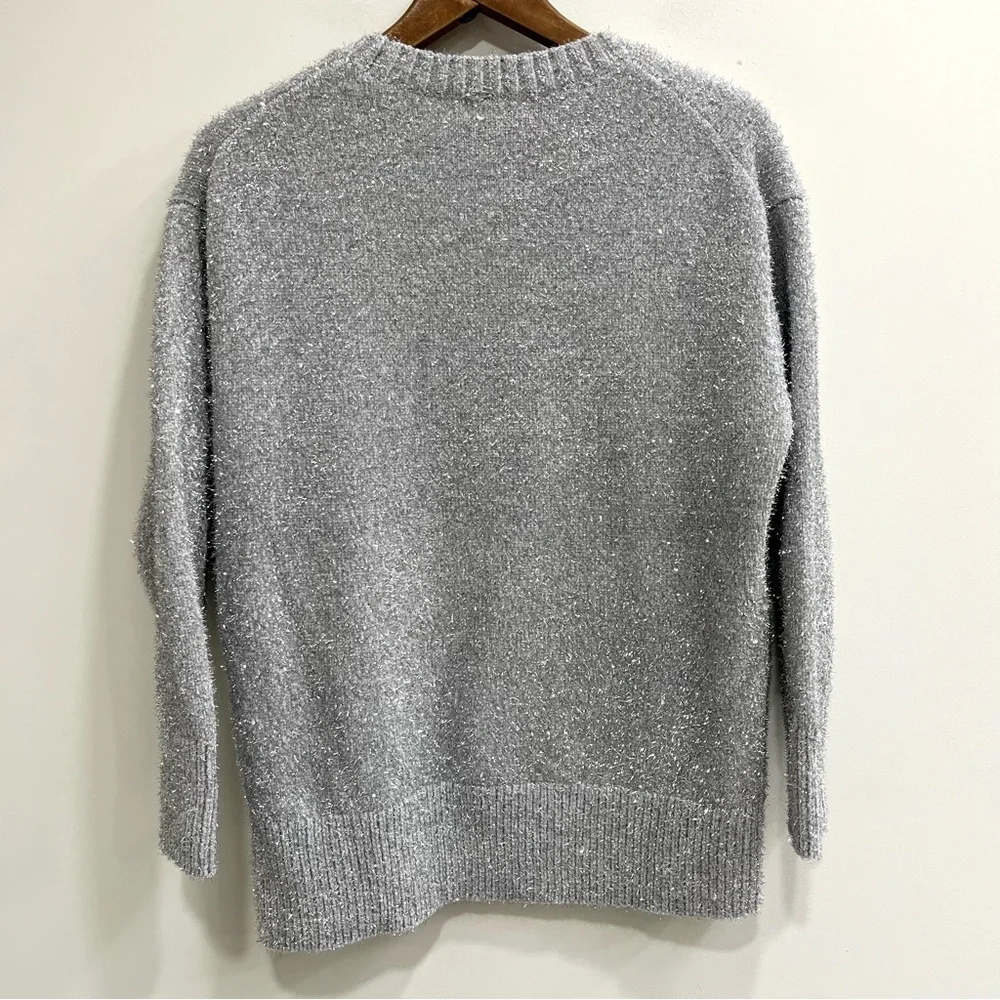 J.Crew Relaxed Crewneck Sweater in Metallic Brushed Yarn Silver New YearvSmall